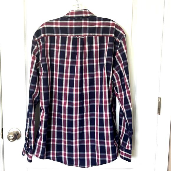 Pacific Outfitters Mens M Active Stretch LS Blue Plaid Button Up Shirt Casual - Picture 2 of 6